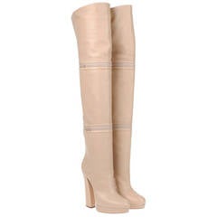 New CASADEI OVER THE KNEE NUDE LEATHER PLATFORM 3 IN 1 BOOTS 41 - 11