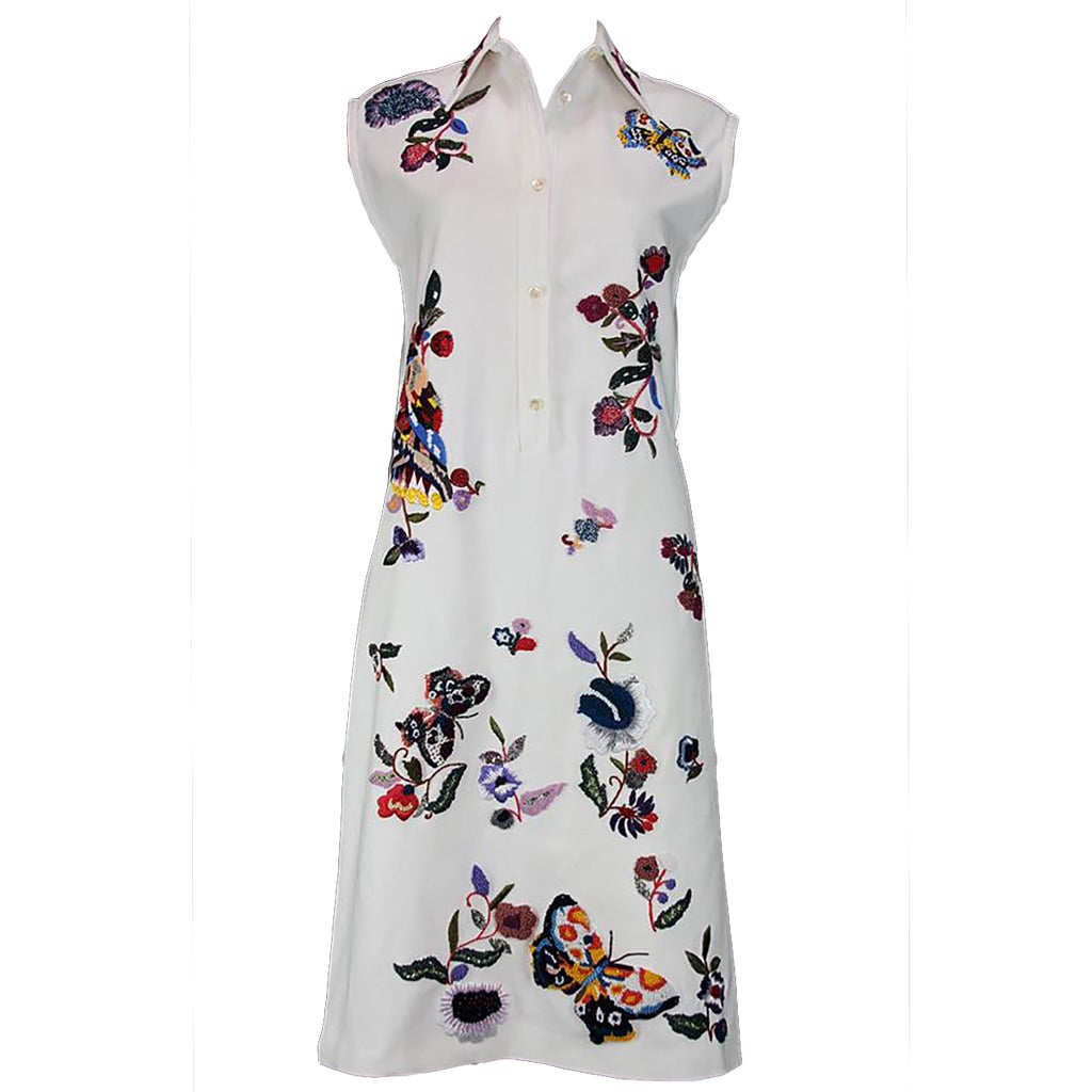 New ETRO BEADED & EMBROIDERED WHITE DRESS with BELT