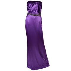 NEW VERSACE EMBELLISHED AMETHYST STRAPLESS GOWN DRESS EVA WORE IN Paris! 38 - 2
