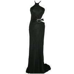 F/W 2004 ICONIC TOM FORD for GUCCI BLACK GOWN WITH CRYSTAL DRAGON