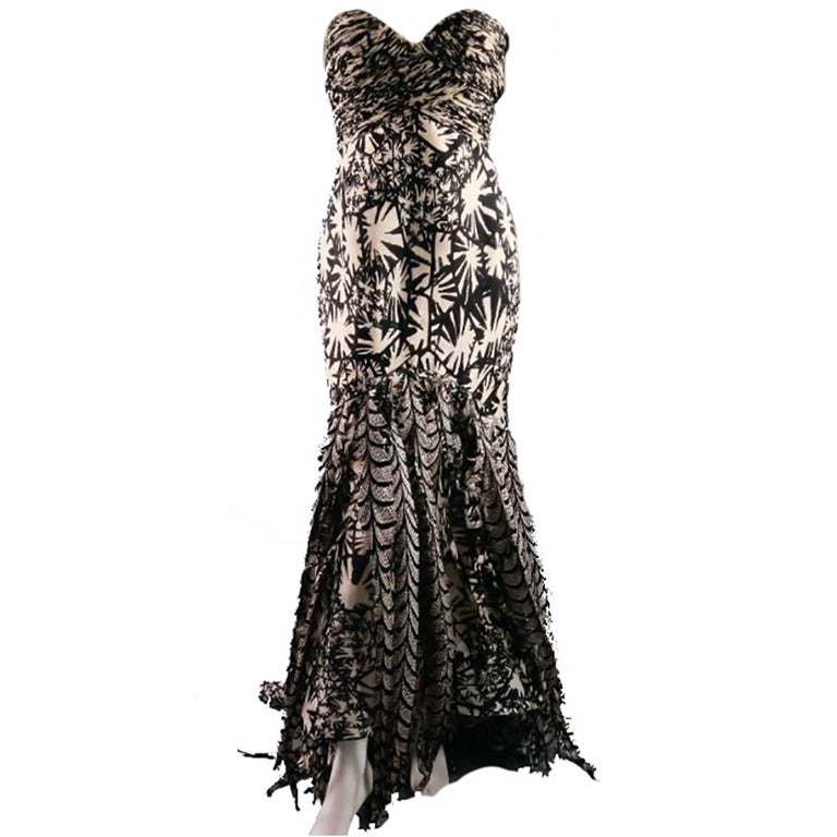 S/S 2008 ICONIC OSCAR DE LA RENTA FEATHER DRESS GOWN from AD CAMPAIGN