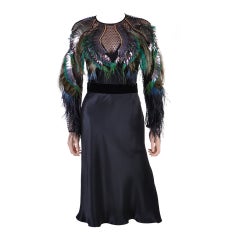 Gucci Feather Embroidered Evening Dress