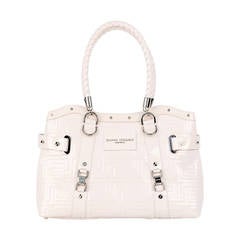 New GIANNI VERSACE COUTURE Cream Quilted Patent Leather Bag
