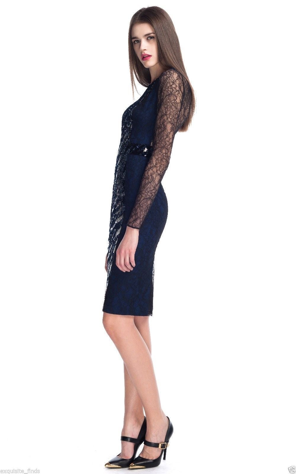 New VERSACE Sequin Embroidered Lace Cocktail Dress Sz 38 In New Condition For Sale In Montgomery, TX