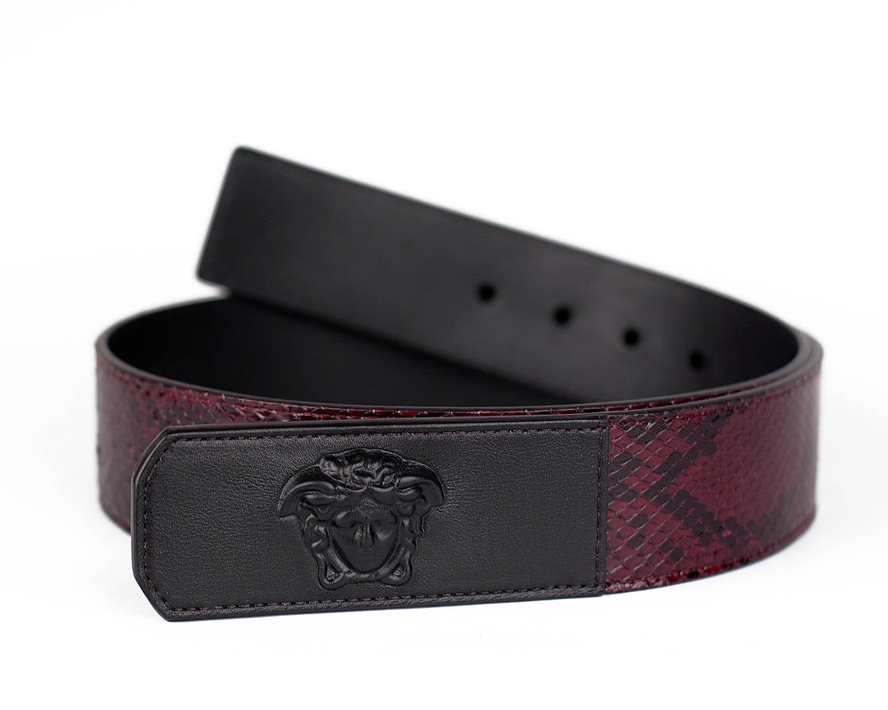 burgundy versace belt