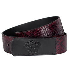 New Versace burgundy python belt with Medusa