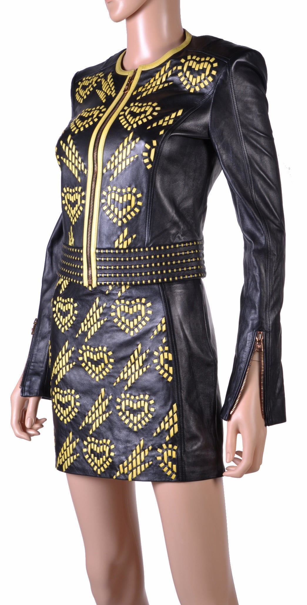 Women's New VERSACE Leather Jacket and Skirt Suit