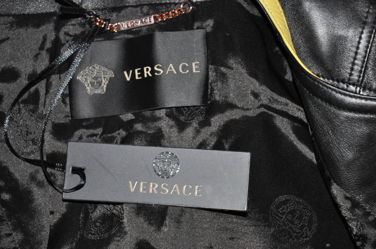 New VERSACE Leather Jacket and Skirt Suit at 1stDibs