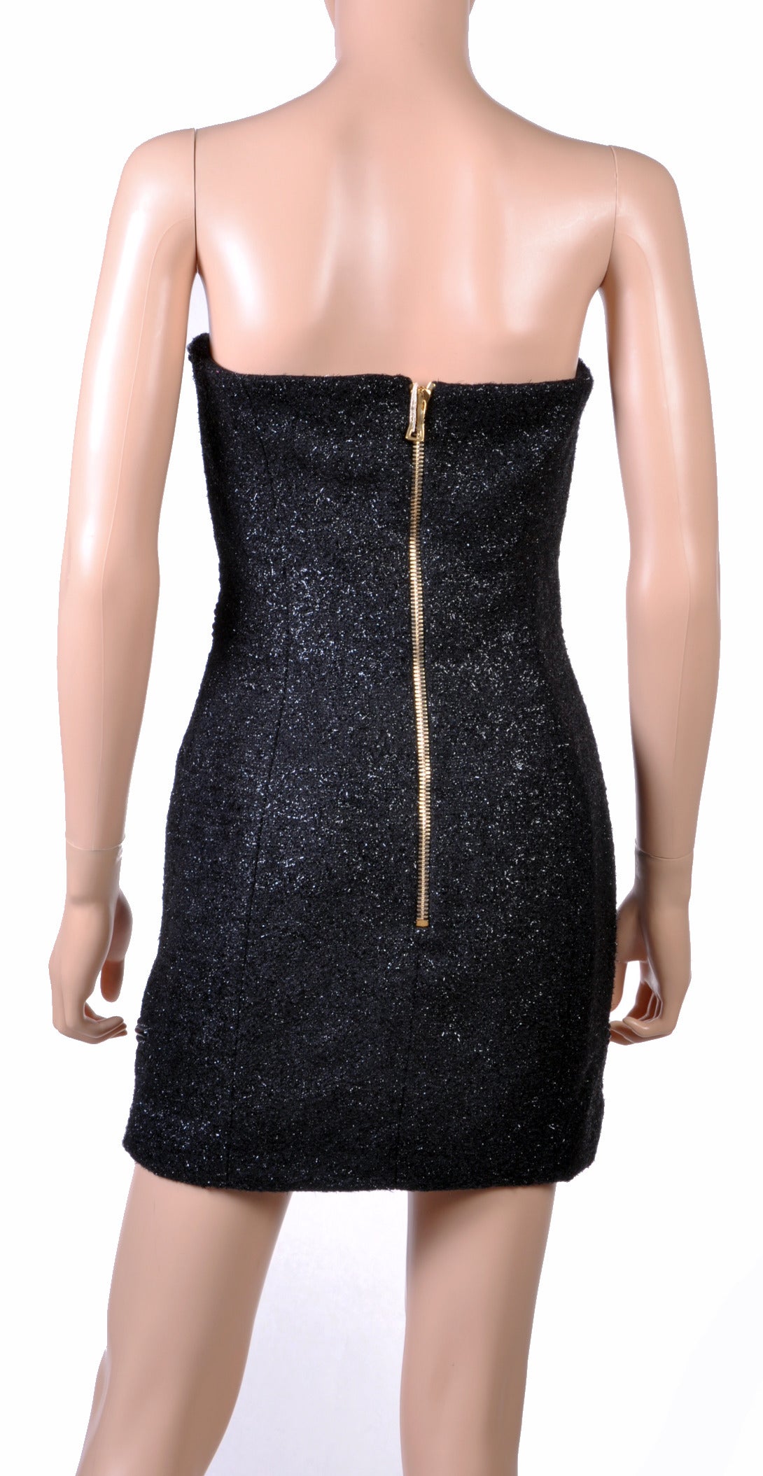 New BALMAIN Embellished black mini dress 1