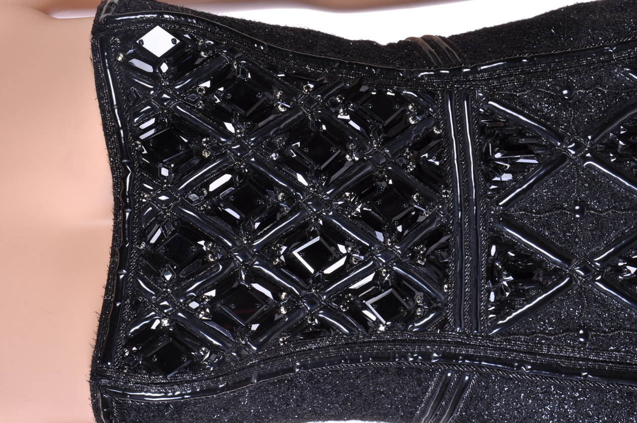 New BALMAIN Embellished black mini dress 2