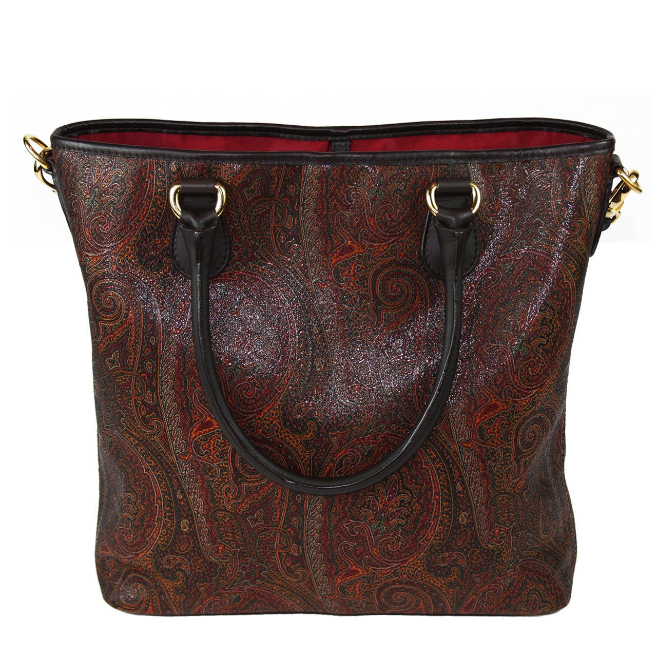 New ETRO PAISLEY PRINT COATED CANVAS SHOULDER  BAG