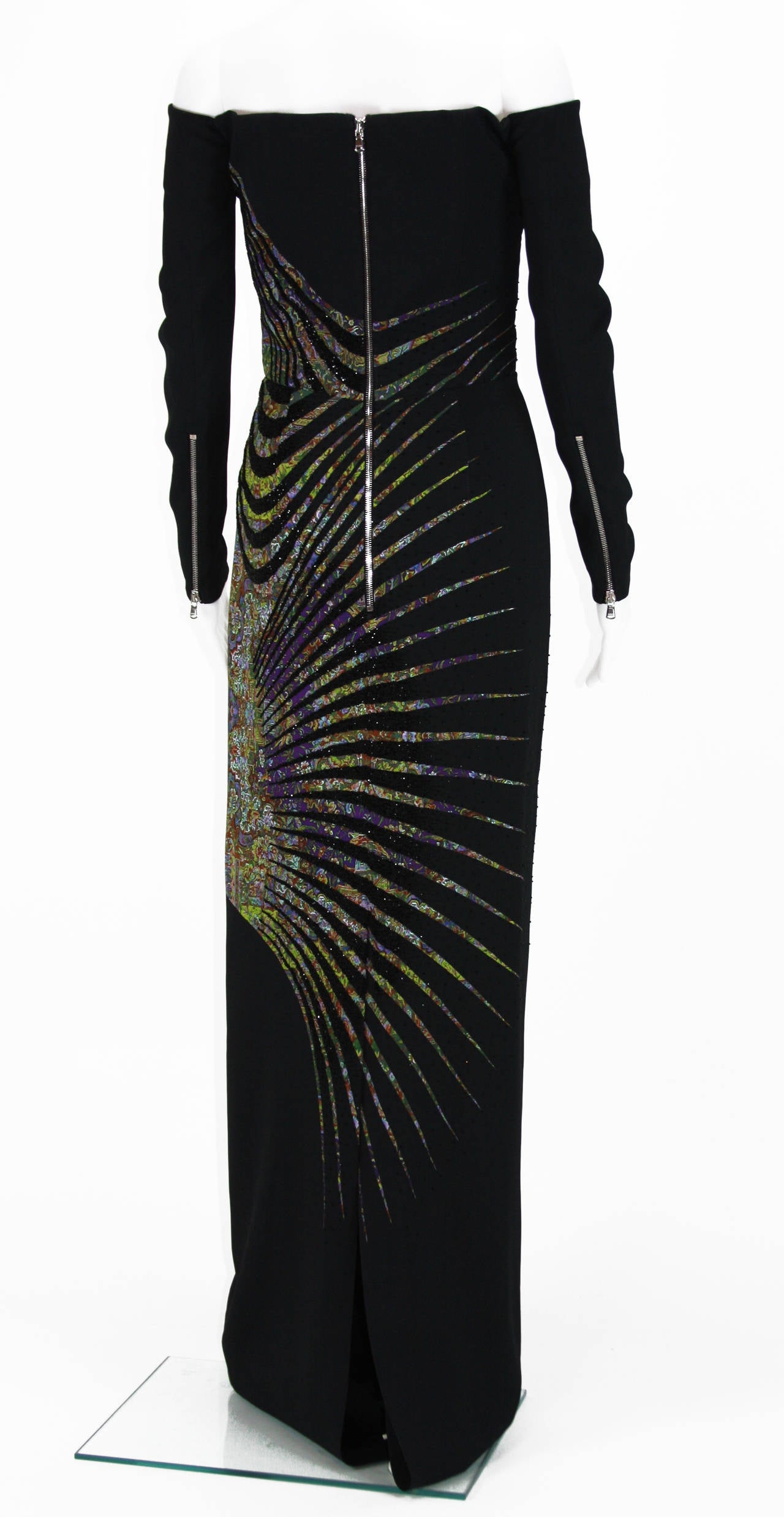 New ETRO RUNWAY BLACK BEADED GOWN In New Condition In Montgomery, TX