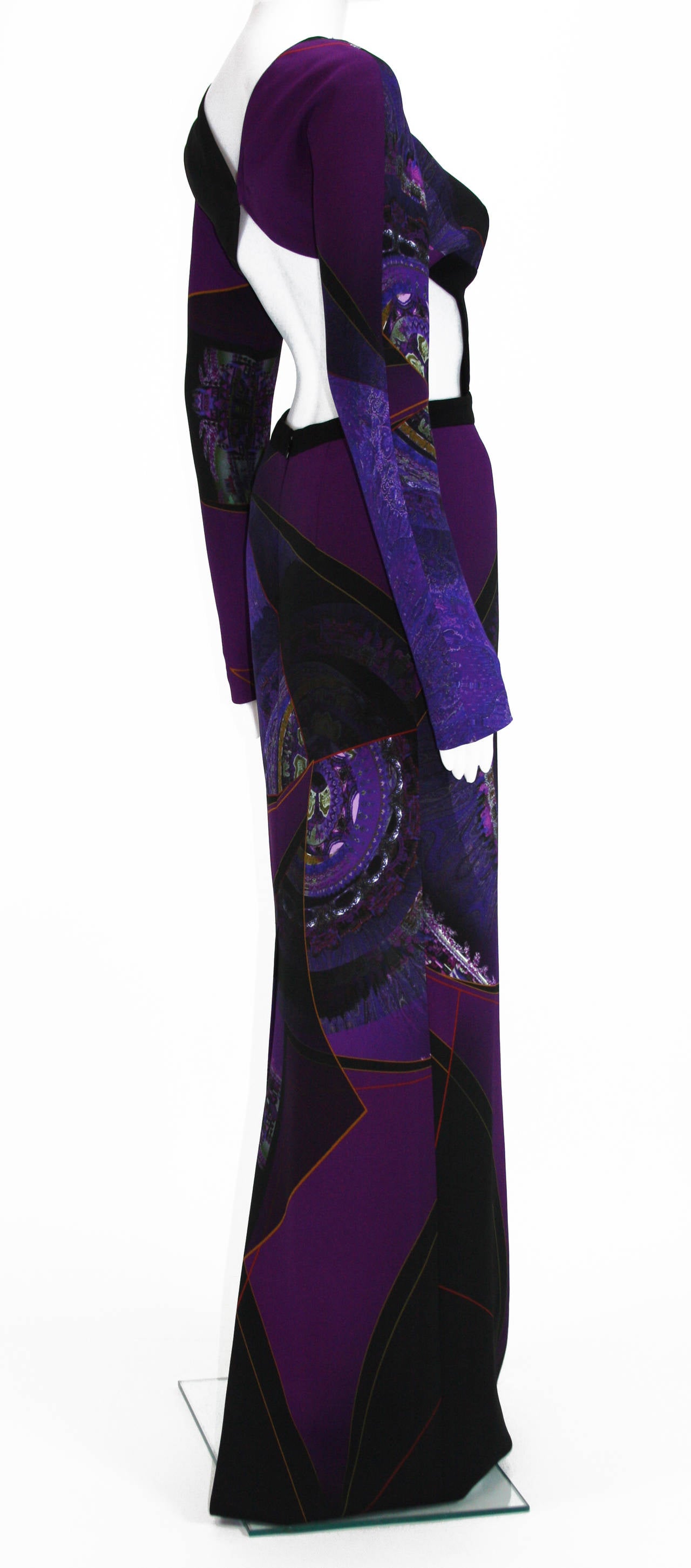 New ETRO RUNWAY SIDE CUTOUT OPEN BACK PRINTED GOWN 1