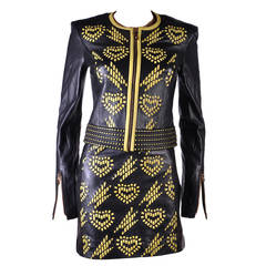 New VERSACE Leather Jacket and Skirt Suit