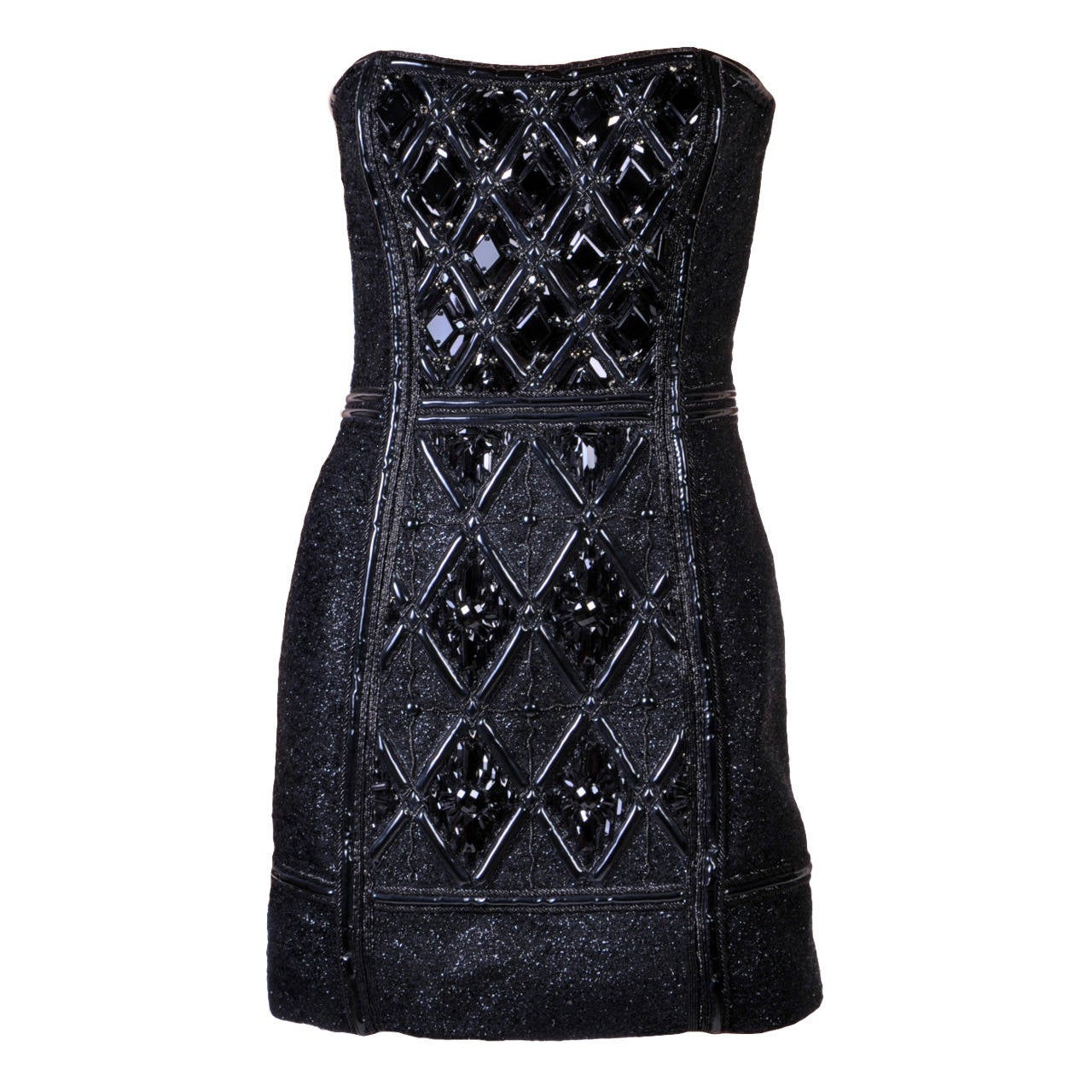 New BALMAIN Embellished black mini dress