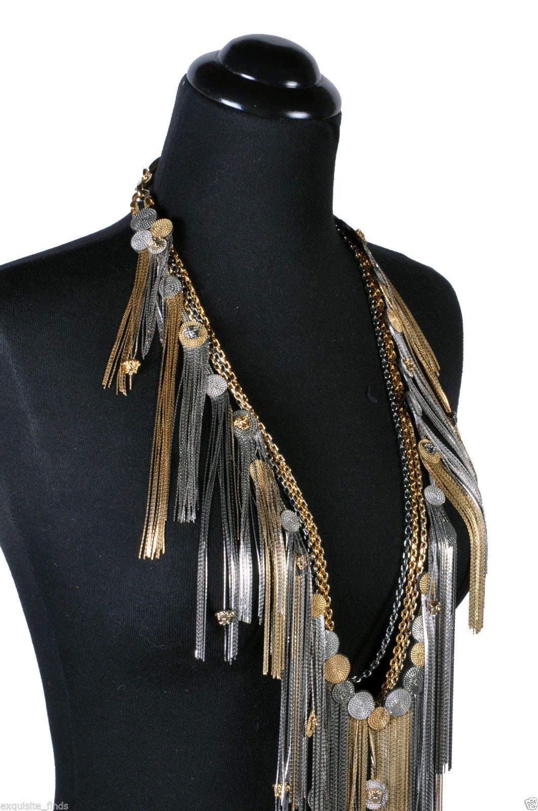 New VERSACE Long Fringe Chain Necklace In New Condition In Montgomery, TX