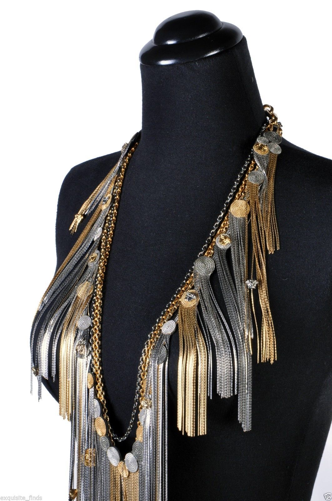 Women's New VERSACE Long Fringe Chain Necklace