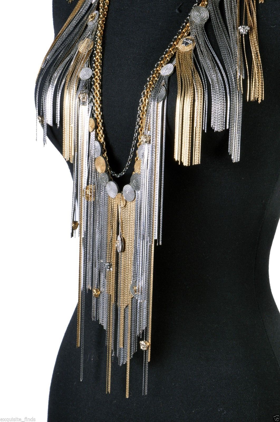 New VERSACE Long Fringe Chain Necklace 2