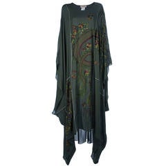 New EMILIO PUCCI EMBROIDERED DRAGON SILK DRESS KAFTAN