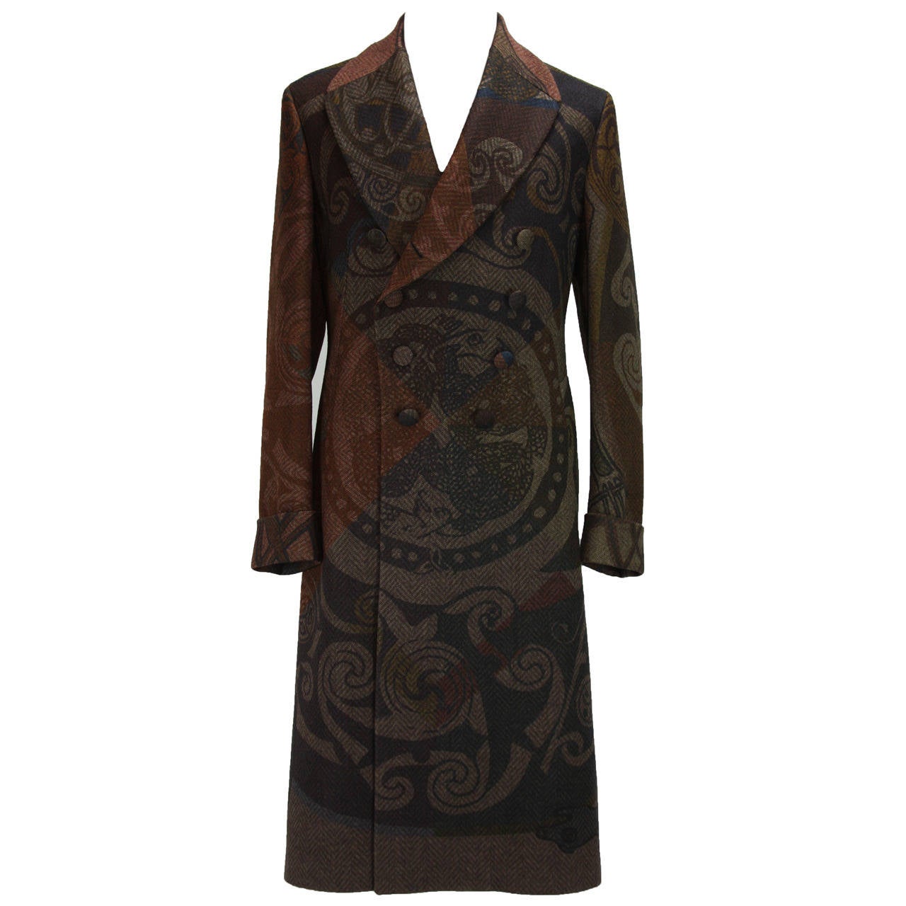 New ETRO RUNWAY MEN'S PRINTED WOOL COAT