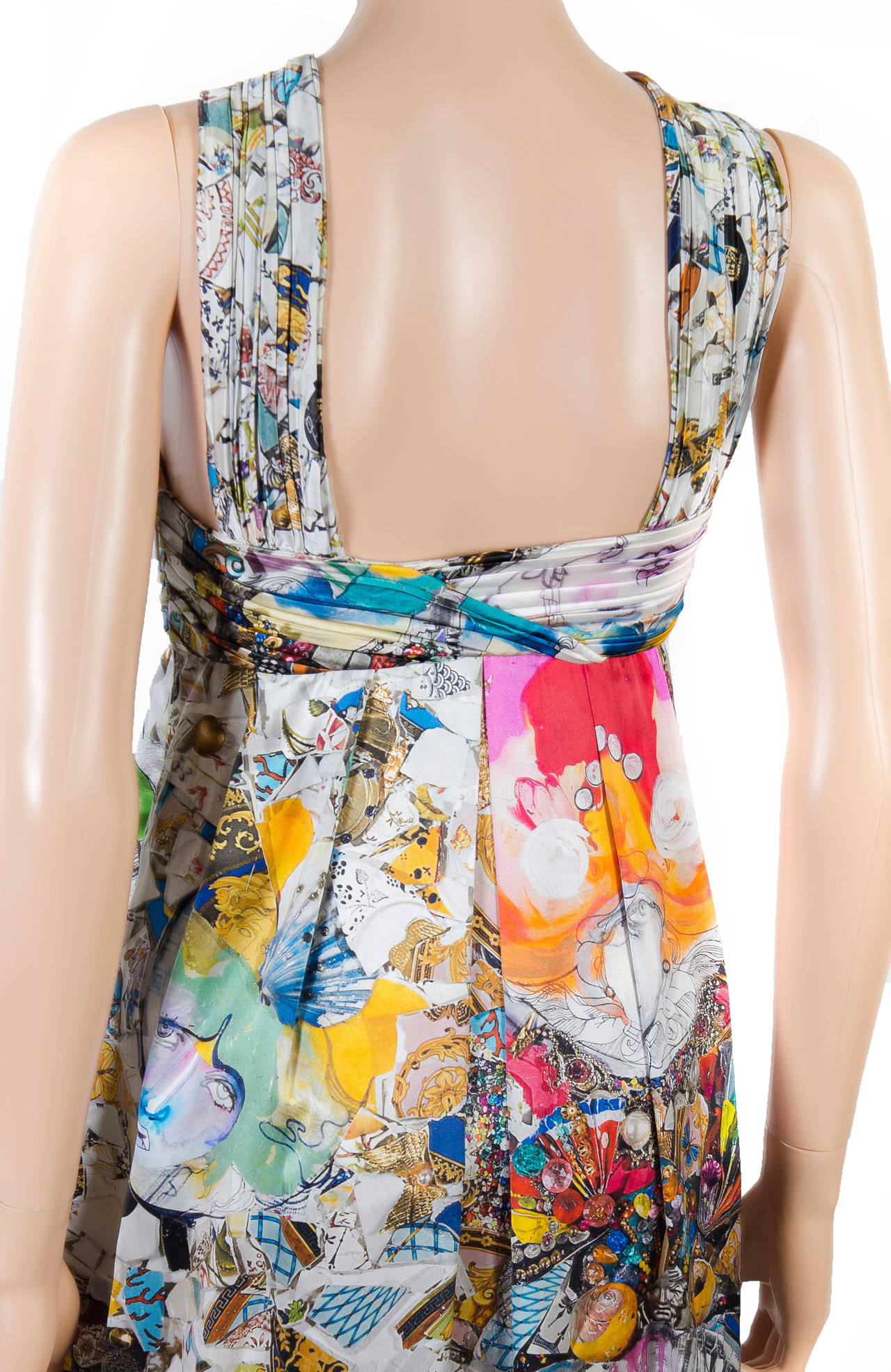 New VERSACE Julie Verhoeven Print Silk Dress 38 - 2 In New Condition For Sale In Montgomery, TX