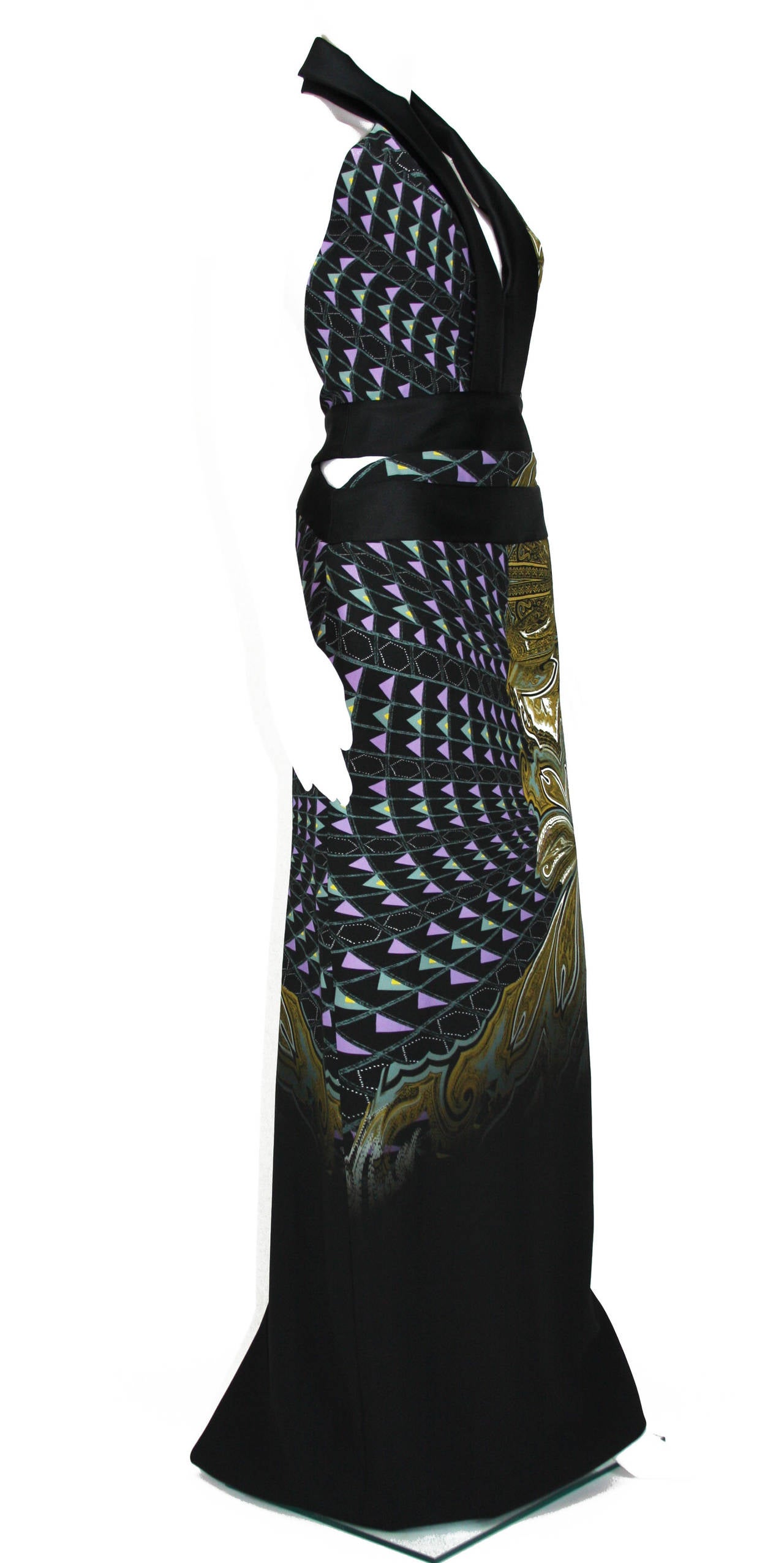 New ETRO PRINTED SIDE CUTOUT OPEN BACK GOWN 1