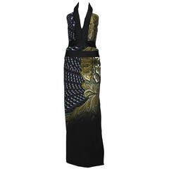 New ETRO PRINTED SIDE CUTOUT OPEN BACK GOWN