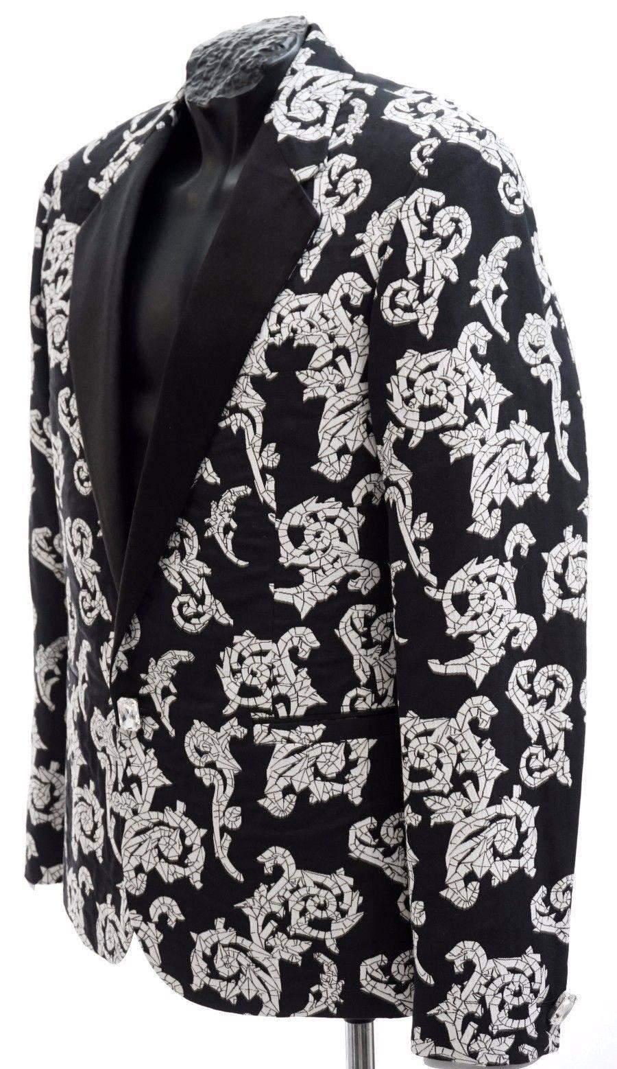 VERSACE TAILOR MADE TUXEDO BLAZER JACKET with CRYSTAL BUTTONS for MEN