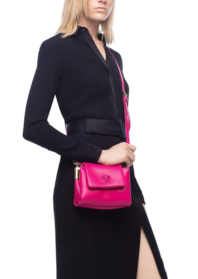 Versace Palazzo Small Pink Leather Top Handle Shoulder Bag at 1stDibs