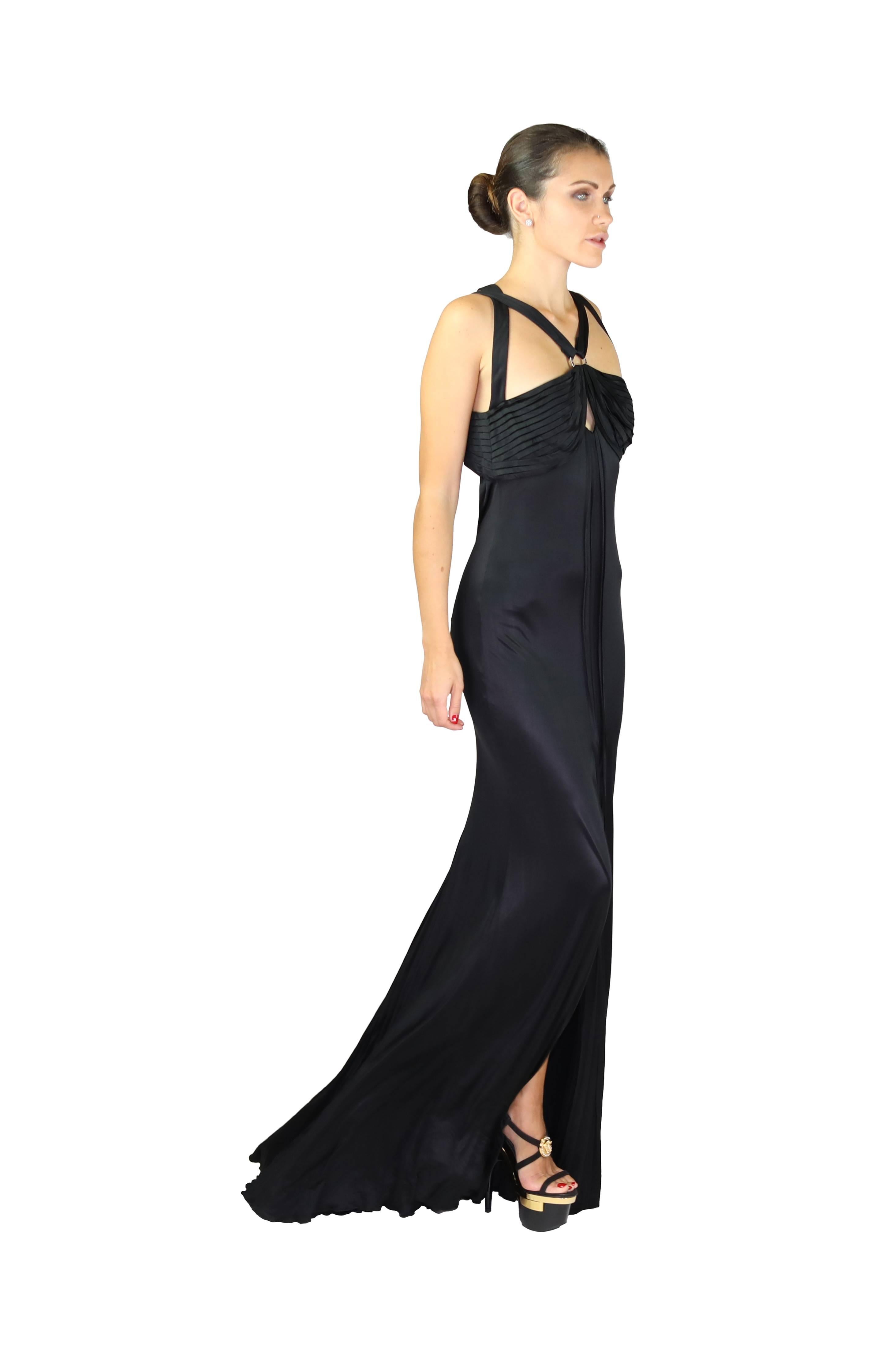 Neu VERSACE SCHWARZES STRETCH-JERSEY OPEN BACK Kleid Größe 44  im Zustand „Neu“ im Angebot in Montgomery, TX