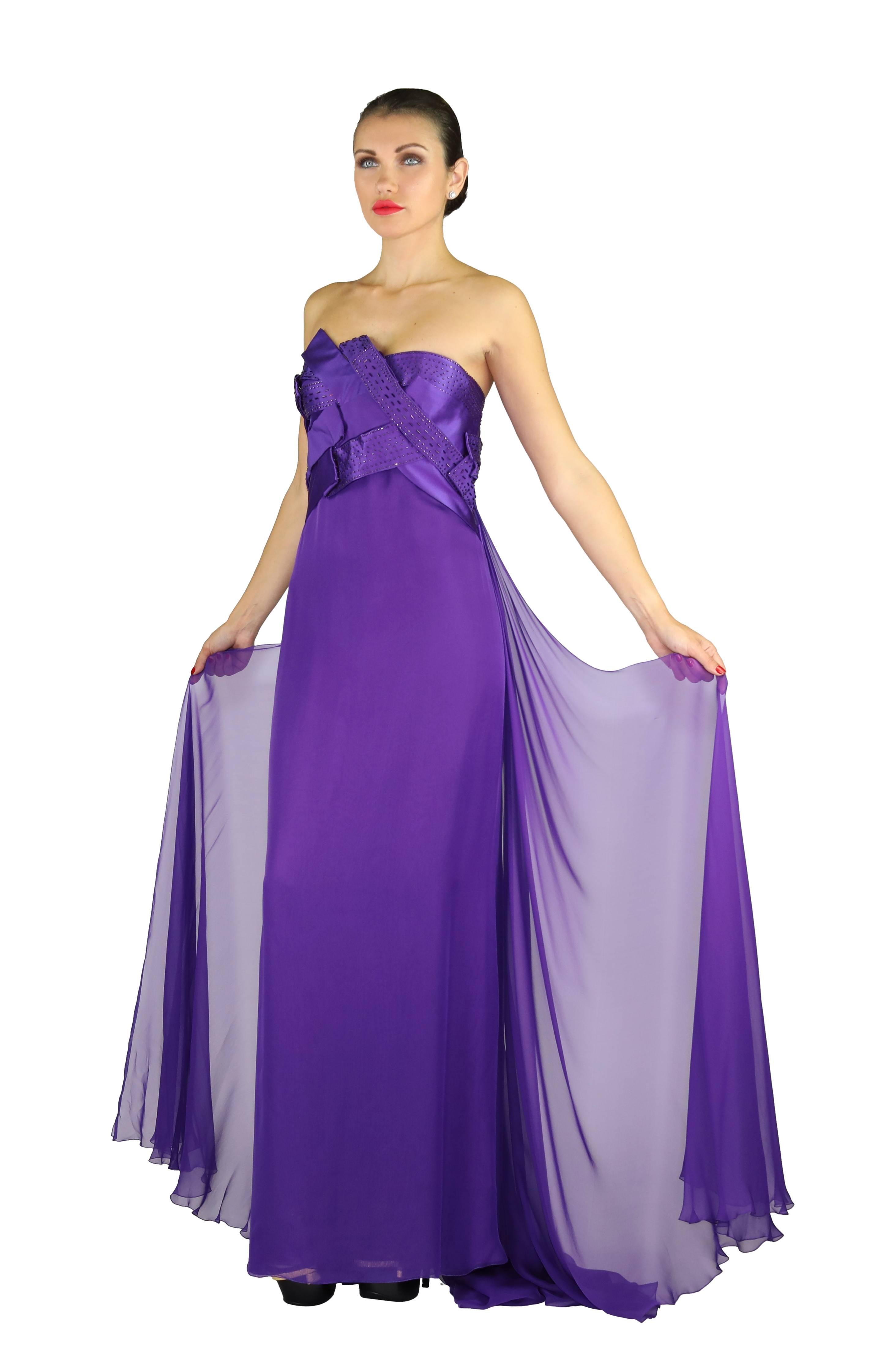 purple versace dress