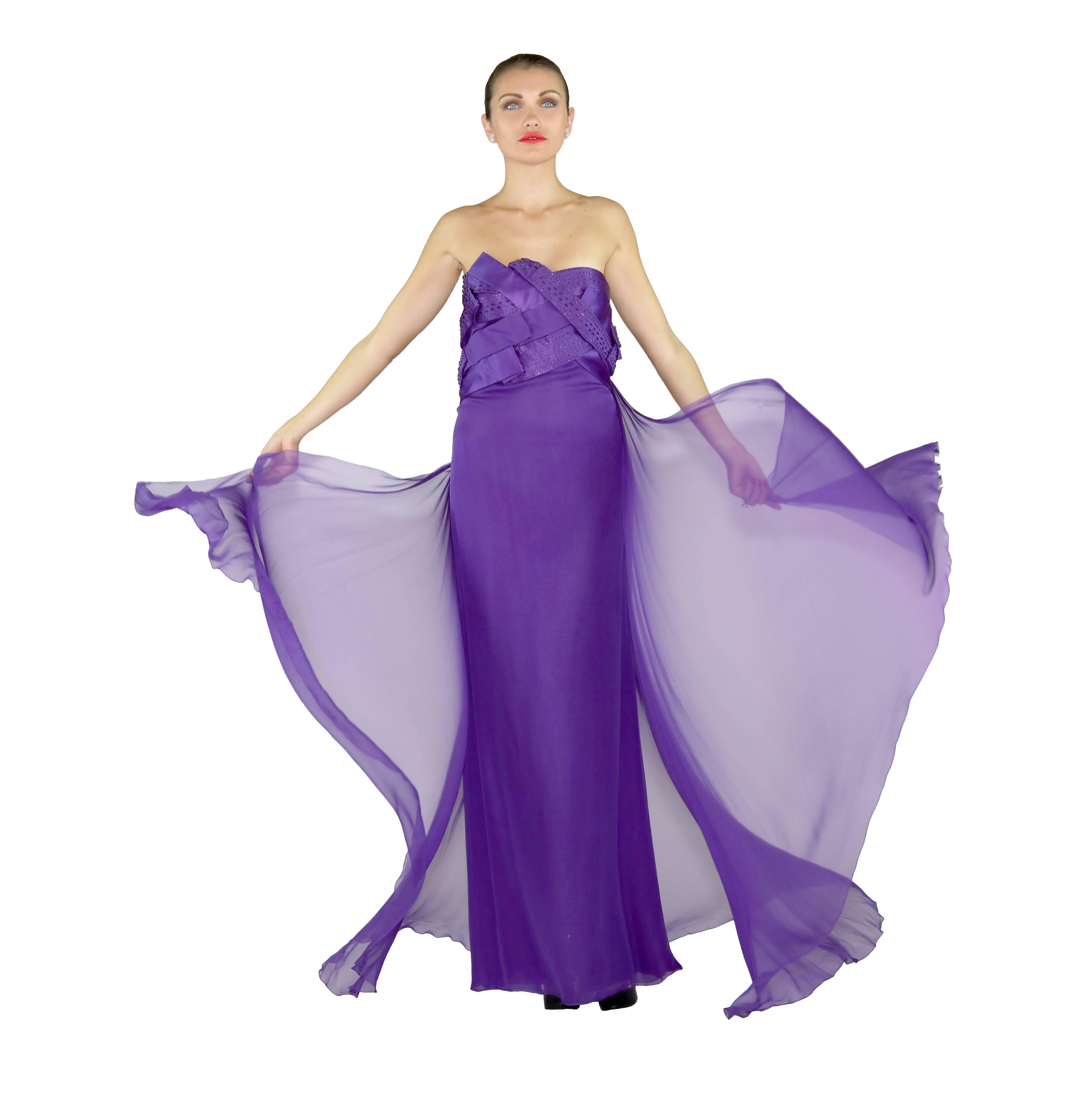 Purple F/W 2008 Look # 46 VERSACE EMBELLISHED PURPLE GOWN Dress 44 - 8