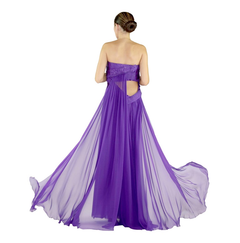 F/W 2008 Look # 46 VERSACE EMBELLISHED PURPLE GOWN Dress 44 - 8 at ...
