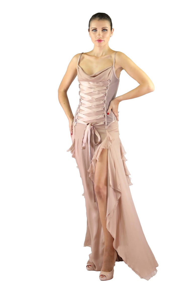 versace corset dress Midi Dress, Female, Black, 42 this style fastens via a back zipper and showcases a yellow Christina Aguilera revives vintage Versace