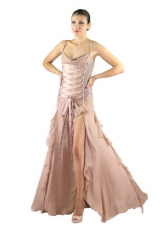 F/W 2003 Vintage VERSACE Nude Silk Corset Gown