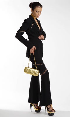 Versace Black 100% Silk Flared Leg Pant Suit