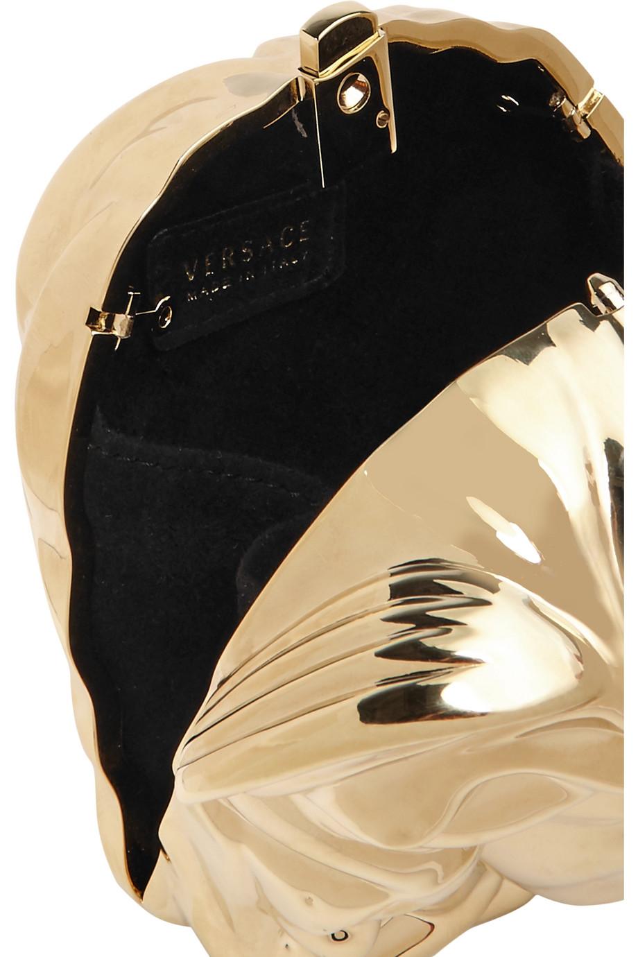 Gold New VERSACE Medusa gold metal shoulder bag clutch