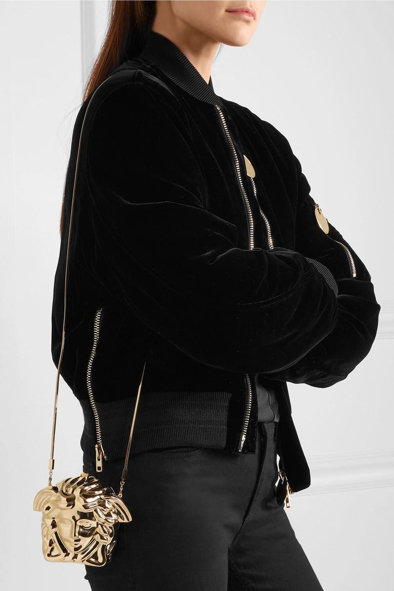 New VERSACE Medusa gold metal shoulder bag clutch at 1stDibs