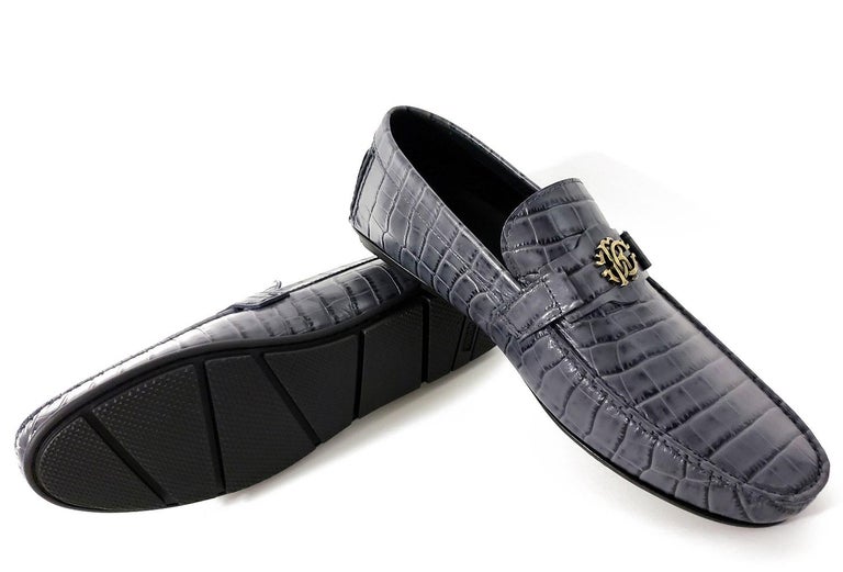 NEW ROBERTO CAVALLI GREY CROCODILE PRINT LEATHER LOAFERS SHOES for MEN 43 -  10 For Sale at 1stDibs | roberto cavalli loafers, crocodile print shoes, roberto  cavalli shoes price