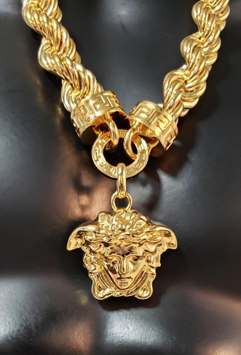 New Versace Runway 24K Gold Plated Medusa Chain Necklace as seen on