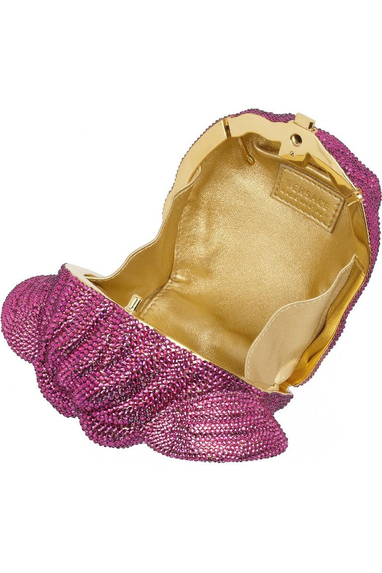 VERSACE Medusa pink magenta crystalembellished shoulder bag clutch at