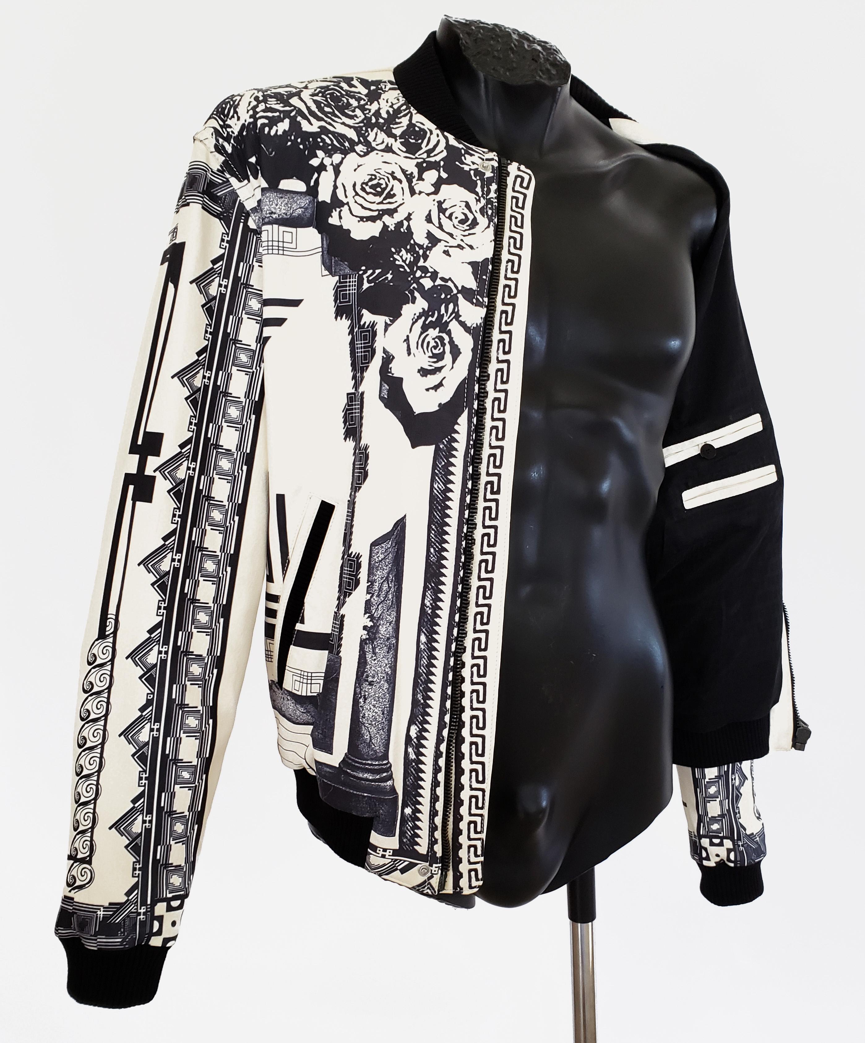 Men's Versus Versace + Anthony Vaccarello Tattoo Leather Bomber Jacket 48 - 38