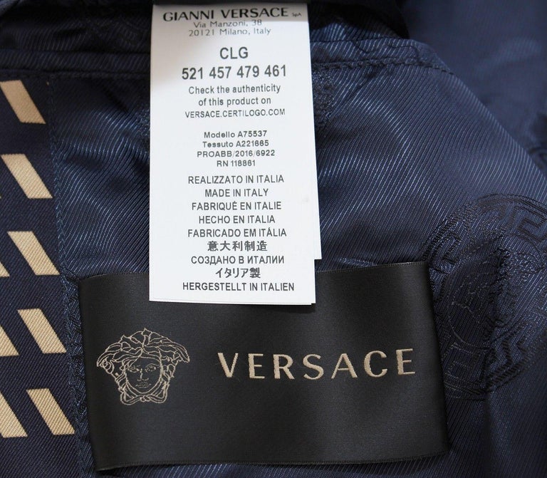 NEW VERSACE BLUE GOLD MEDUSA PRINT QUILTED 100% SILK JACKET for MEN For ...