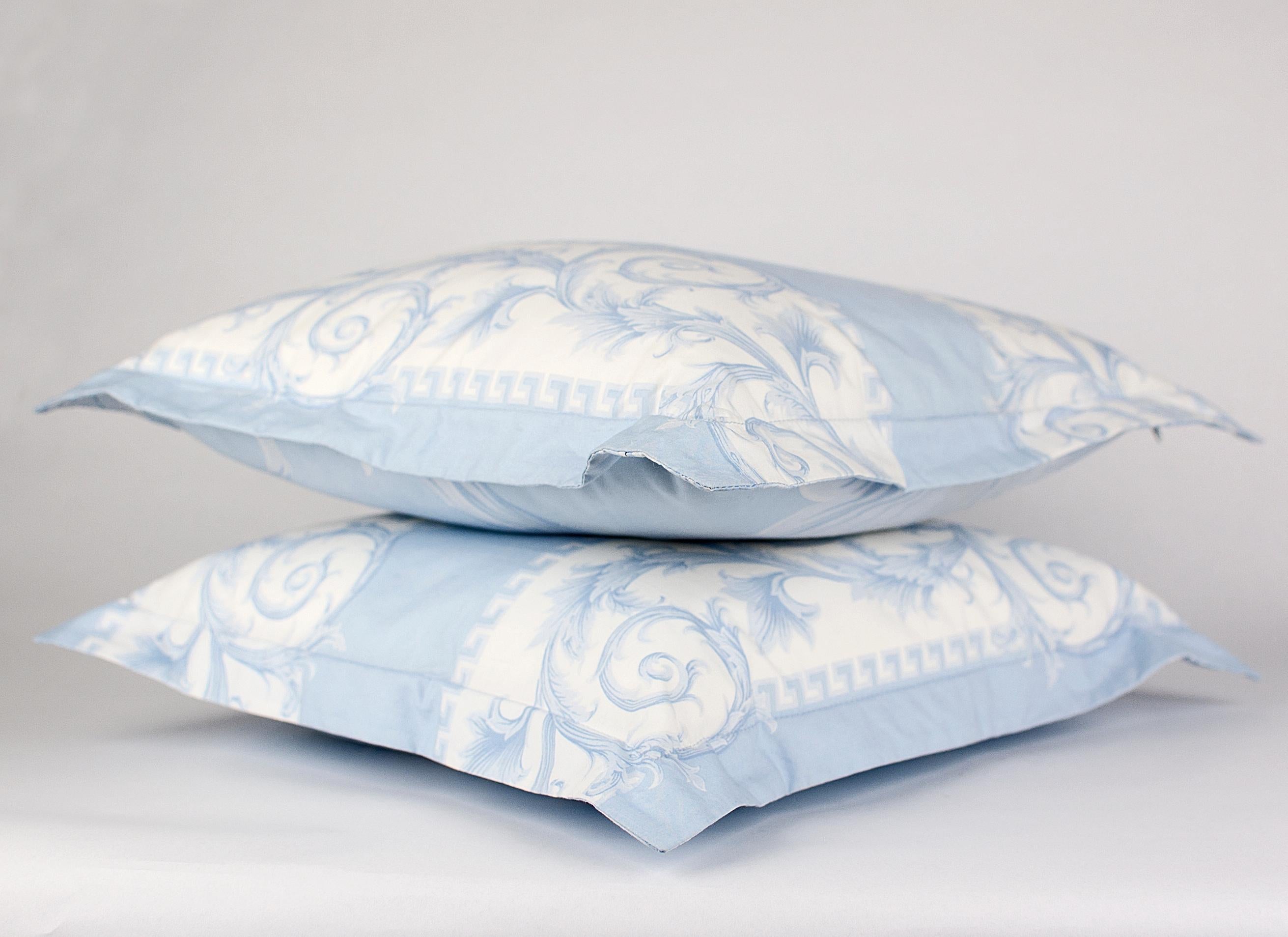 SET of TWO VERSACE BLUE WHITE BAROCCO PRINT PILLOWS For Sale 1