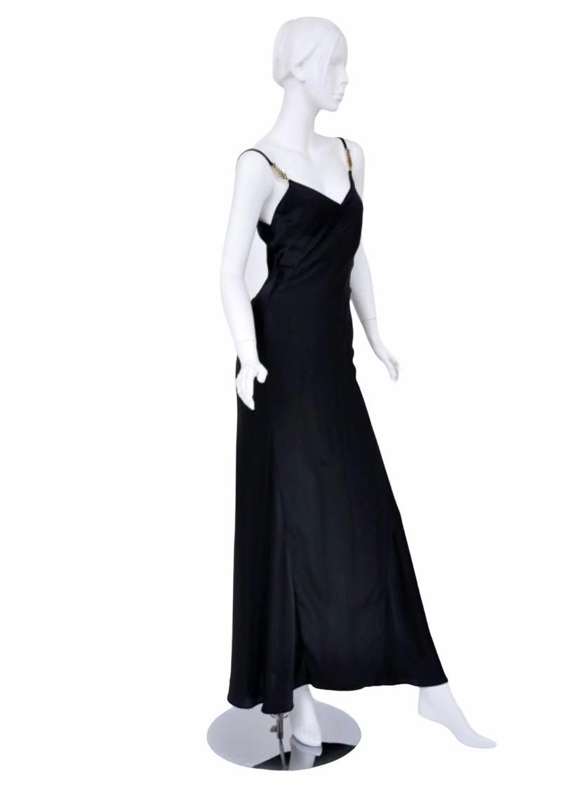 Gianni Versace Couture Vintage black silk gown with Swarovski crystals, 1990s 1
