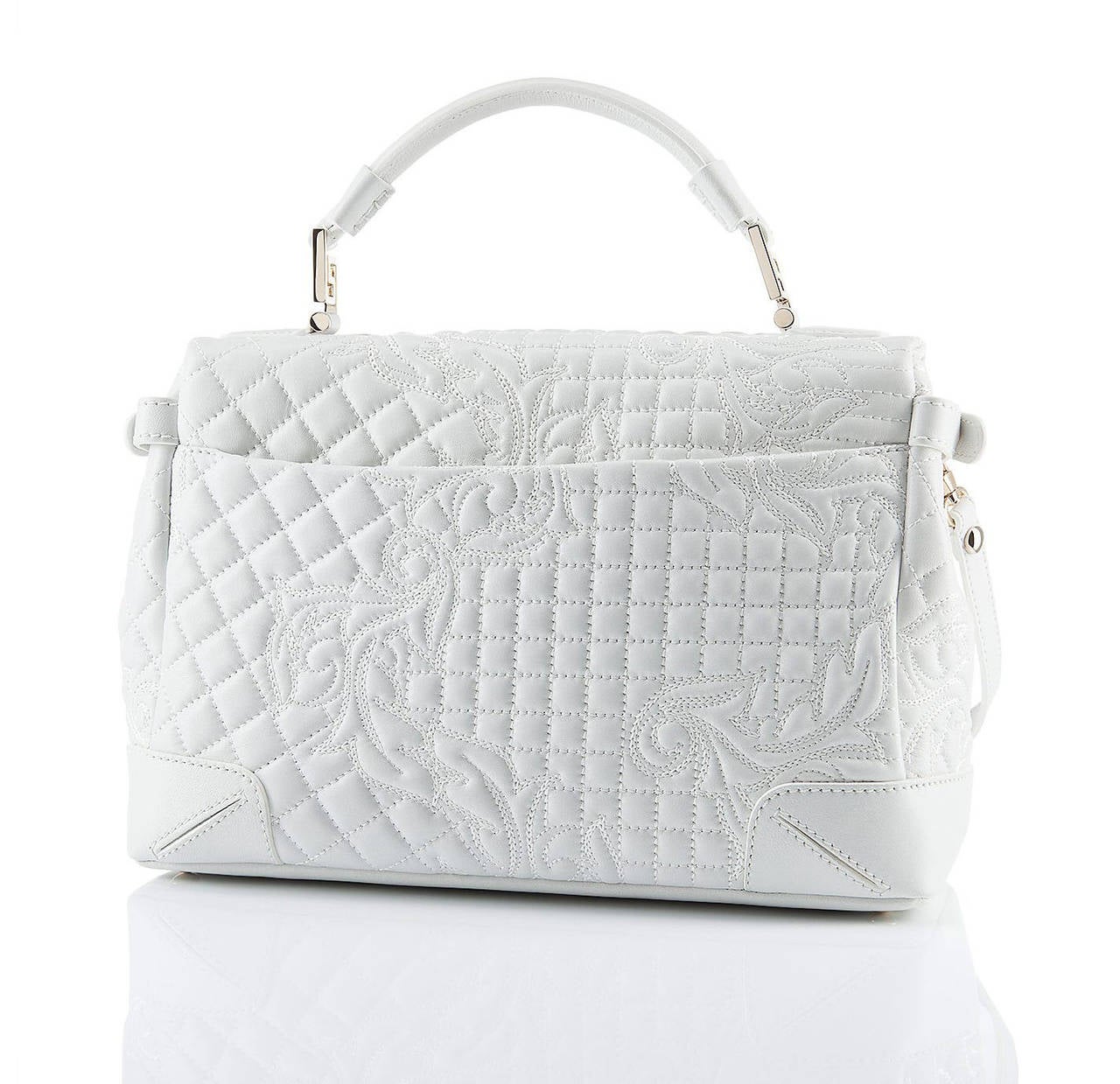 VERSACE White Leather Barocco Embroidered Altea Vanitas Bag at 1stDibs |  white versace bag, white versace purse, versace white handbag