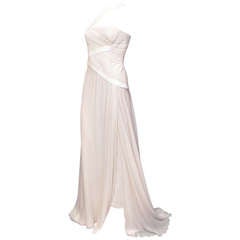 New VERSACE WHITE EMBROIDERED SILK CHIFFON GOWN