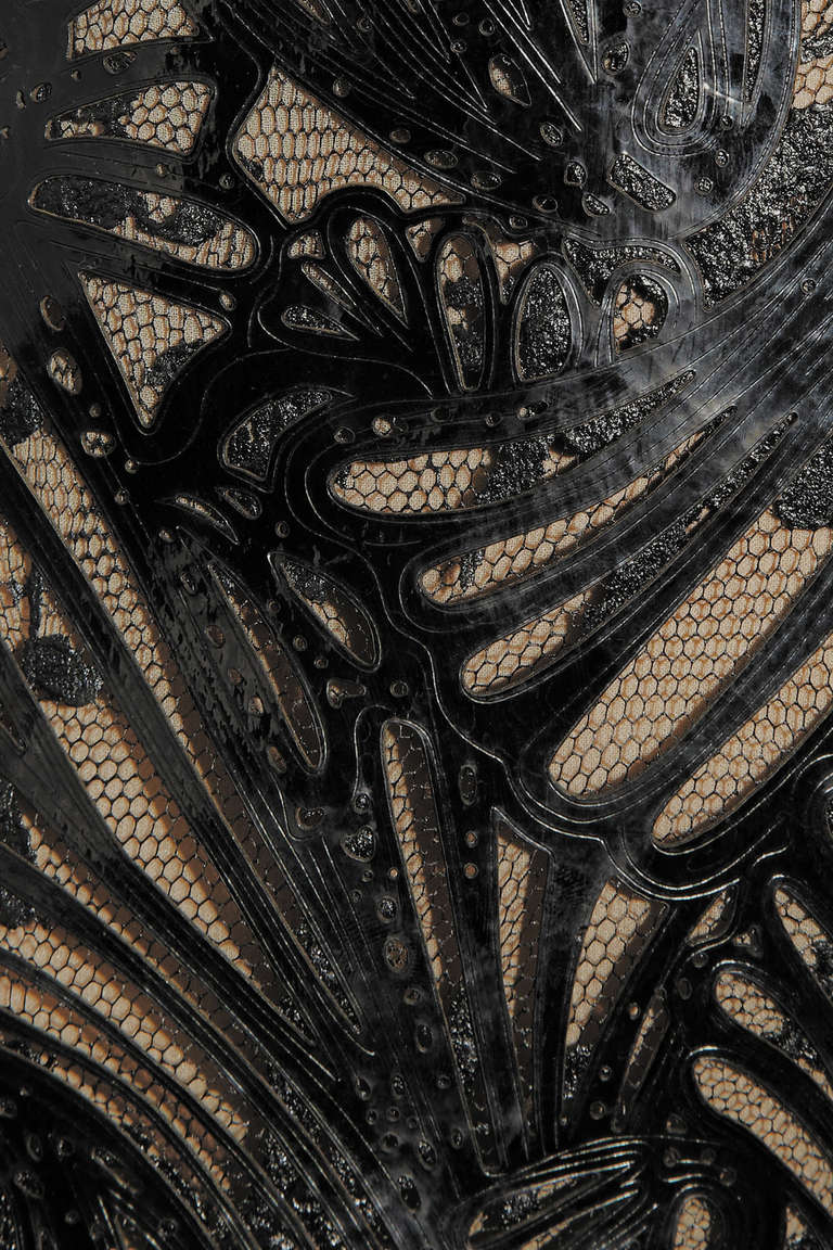 New ALEXANDER MCQUEEN Black Lasercut Leather and Lace Dress at 1stDibs ...