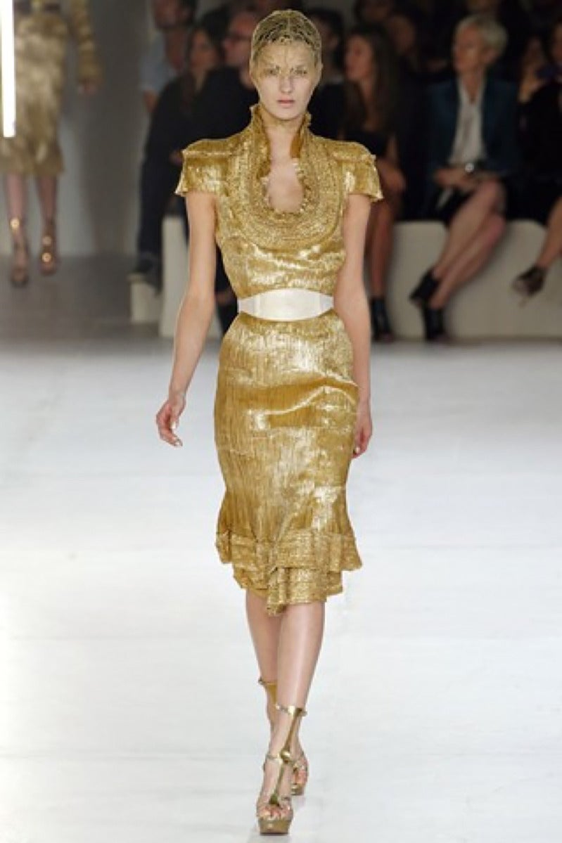 Alexander Mcqueen Gold Dress In New Condition In Montgomery, TX
