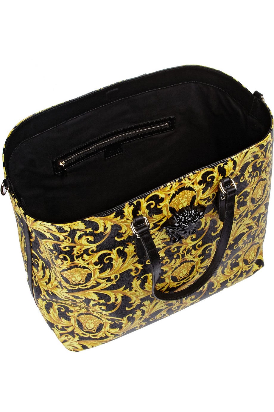 versace tote bag black and gold